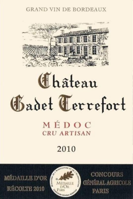 Chateau Gadet Terrefort Medoc 2010 Front Label