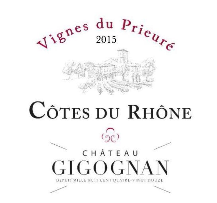 Chateau Gigognan Cotes du Rhone Vignes du Prieure 2015 Front Label