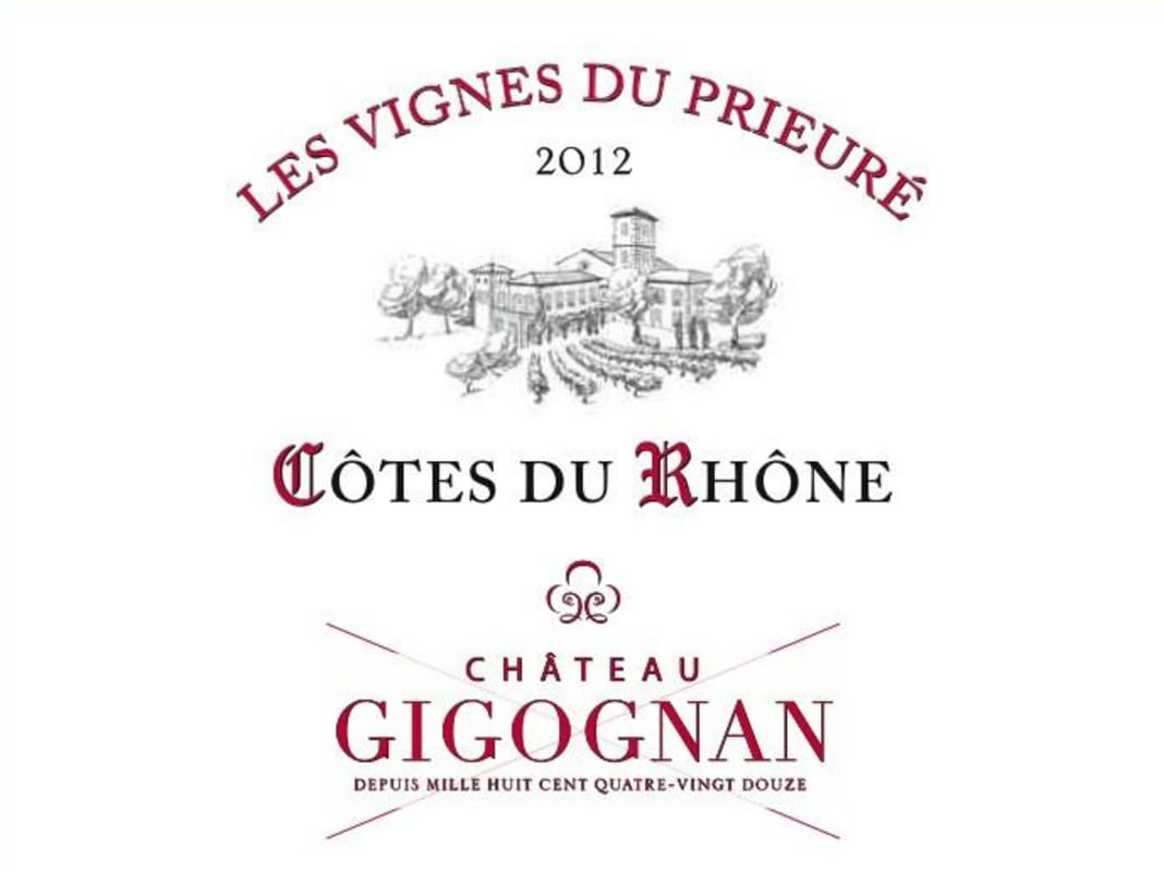 Chateau Gigognan Cotes du Rhone Vignes du Prieure 2012 Front Label