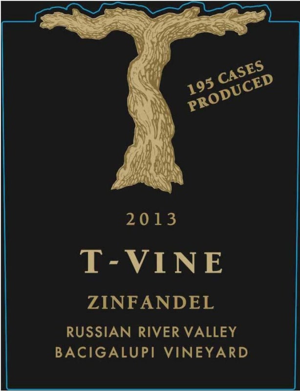 T-Vine Cellars Bacigalupi Vineyard Zinfandel 2013 Front Label