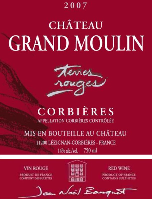 Chateau du Grand Moulin Corbieres Terres Rouges 2007 Front Label