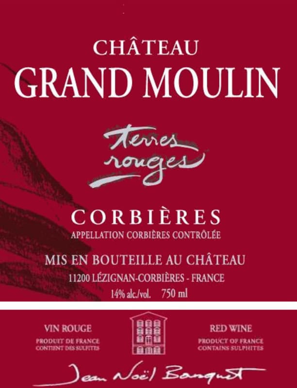 Chateau du Grand Moulin Corbieres Terres Rouges 2012 Front Label