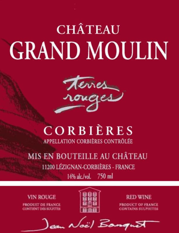 Chateau du Grand Moulin Corbieres Terres Rouges 2008 Front Label