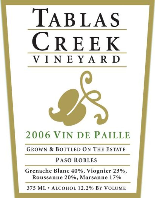 Tablas Creek Vin de Paille White Blend 2006 Front Label