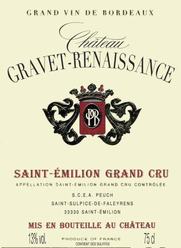 Chateau Gravet Renaissance Saint-Emilion Grand Cru 2006 Front Label