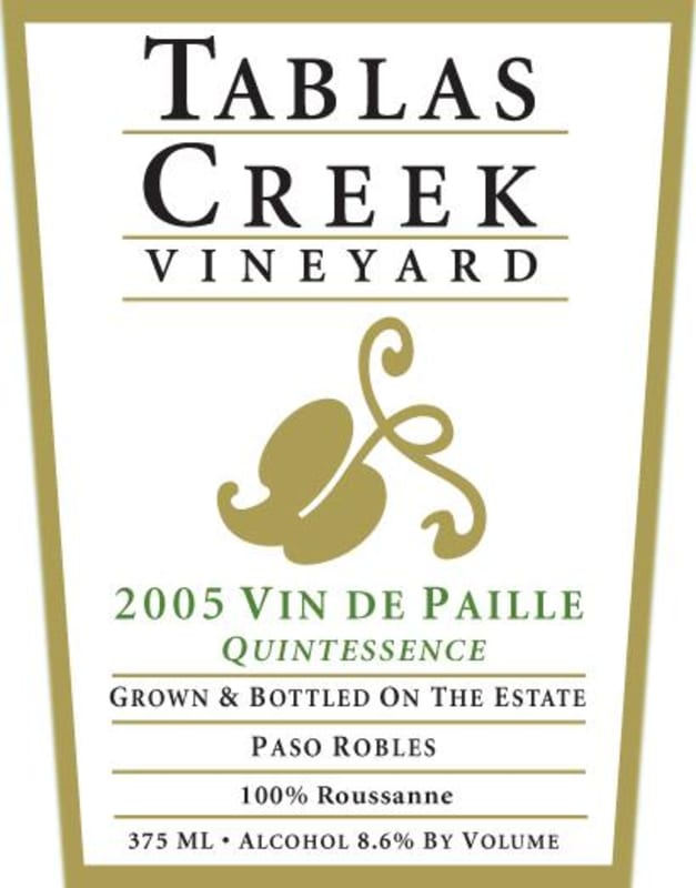 Tablas Creek Vin de Paille Quintessence Roussanne 2005 Front Label
