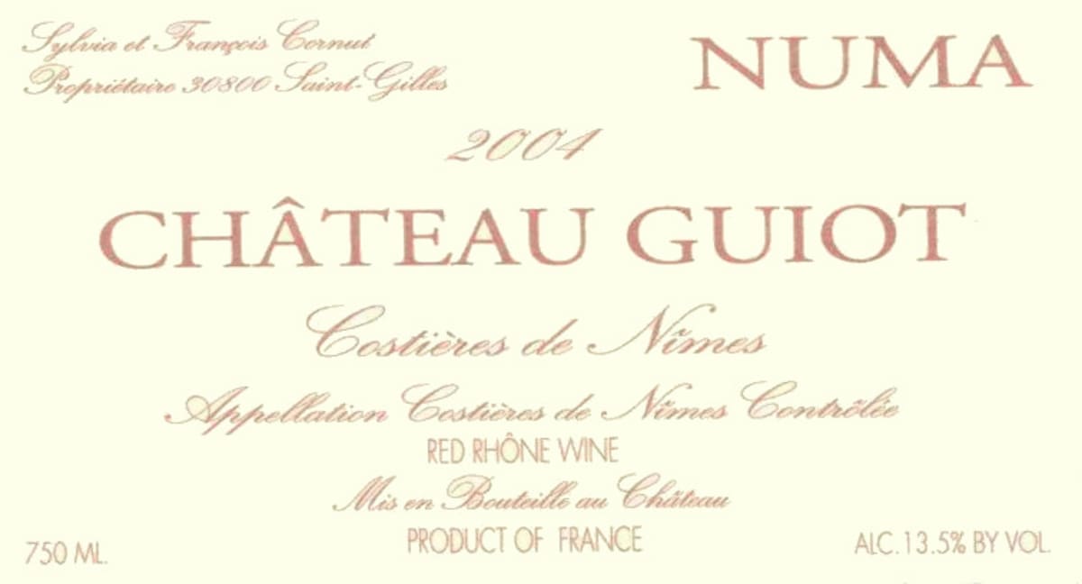 Chateau Guiot Costieres de Nimes Cuvee Numa 2004 Front Label