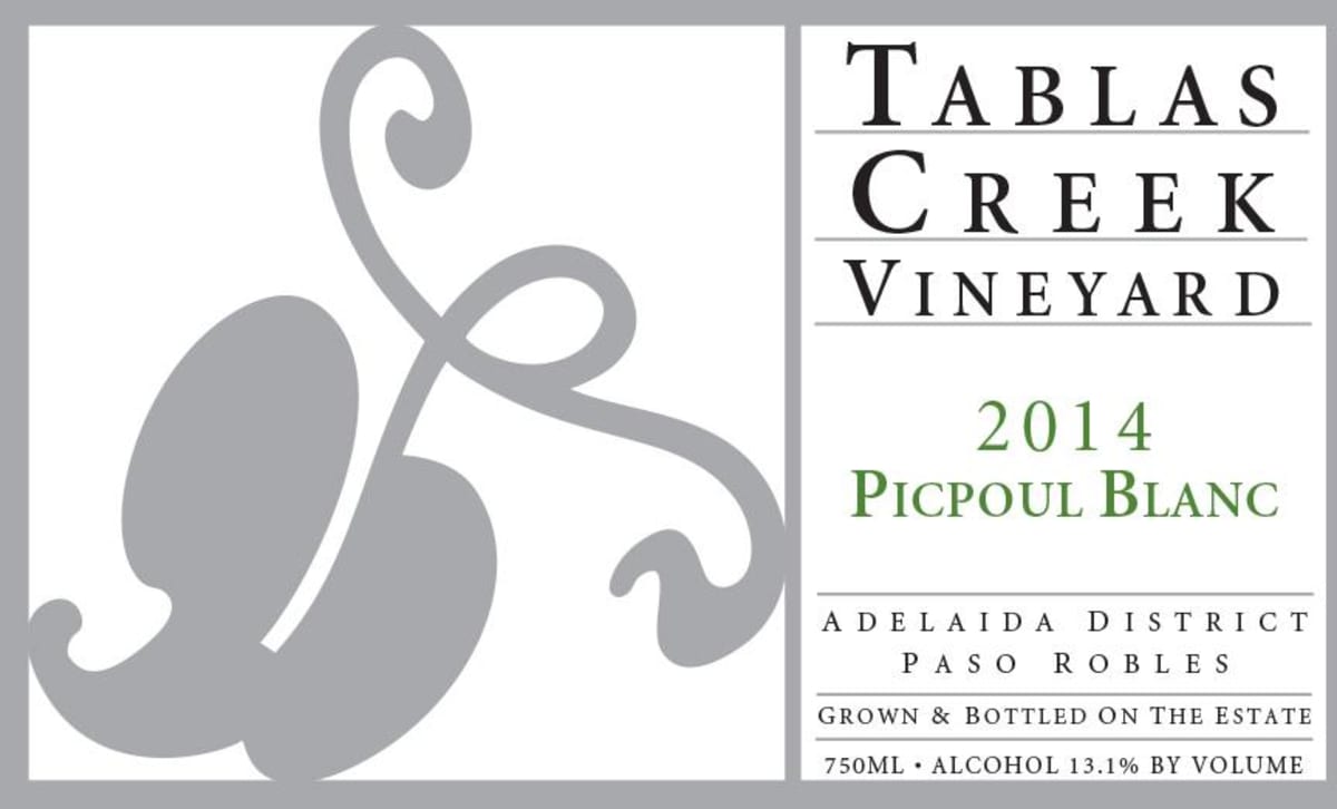 Tablas Creek Picpoul Blanc 2014 Front Label
