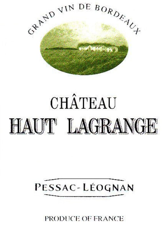 Chateau Haut Lagrange Pessac Leognan Blanc 2012 Front Label
