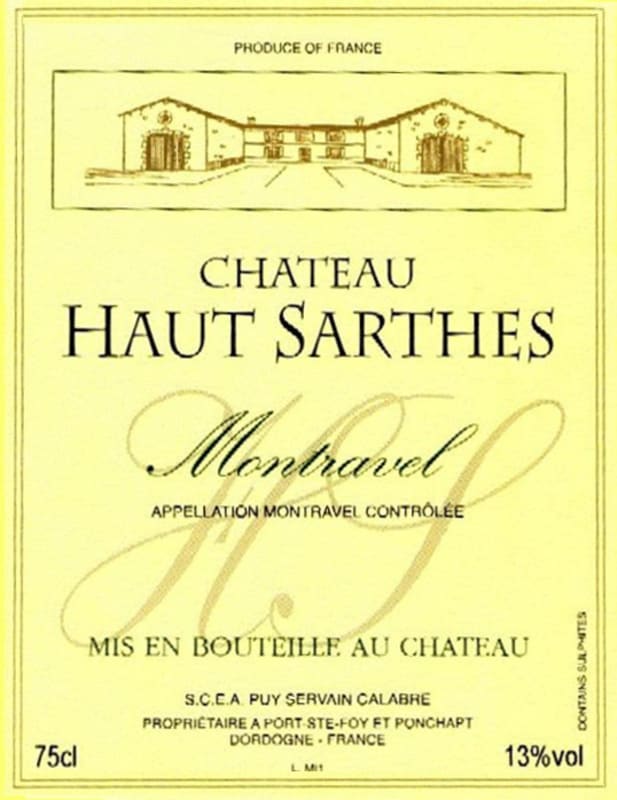 Chateau Haut Sarthes Montravel Blanc 2014 Front Label