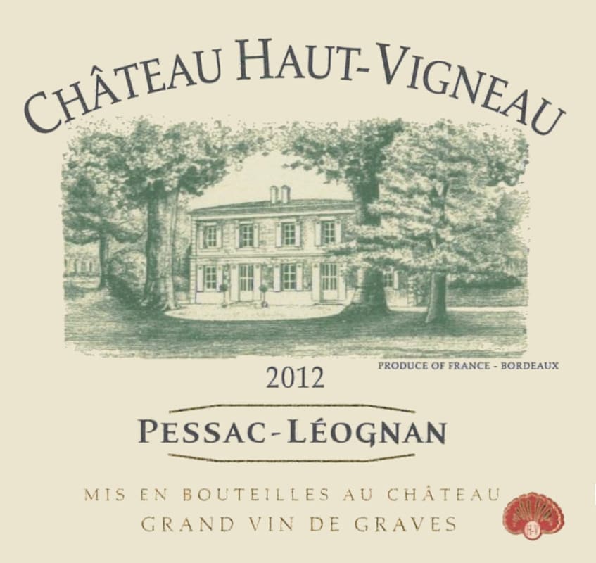 Chateau Haut Vigneau Pessac-Leognan 2012 Front Label