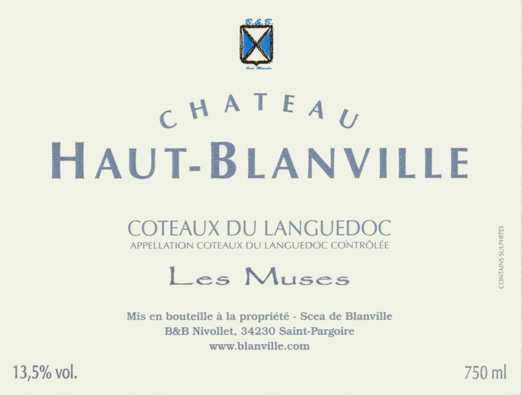 Chateau Haut-Blanville Languedoc Les Muses 2009 Front Label