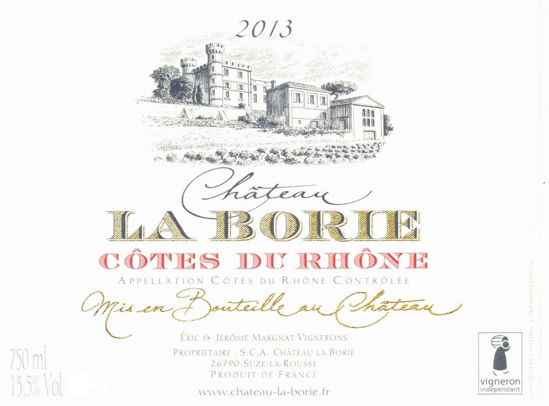 Chateau La Borie Cotes du Rhone 2013 Front Label