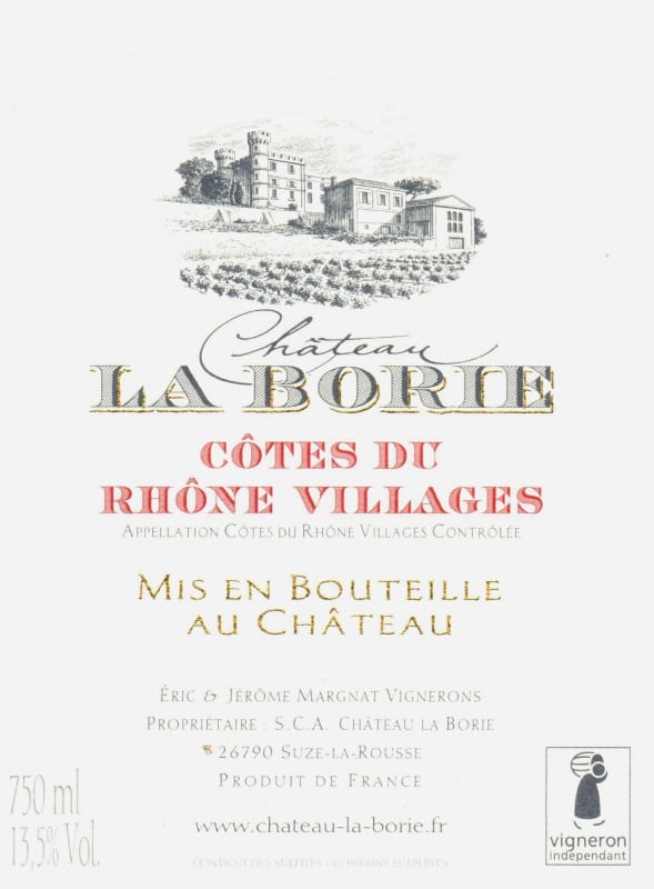 Chateau La Borie Cotes du Rhone Villages 2014 Front Label