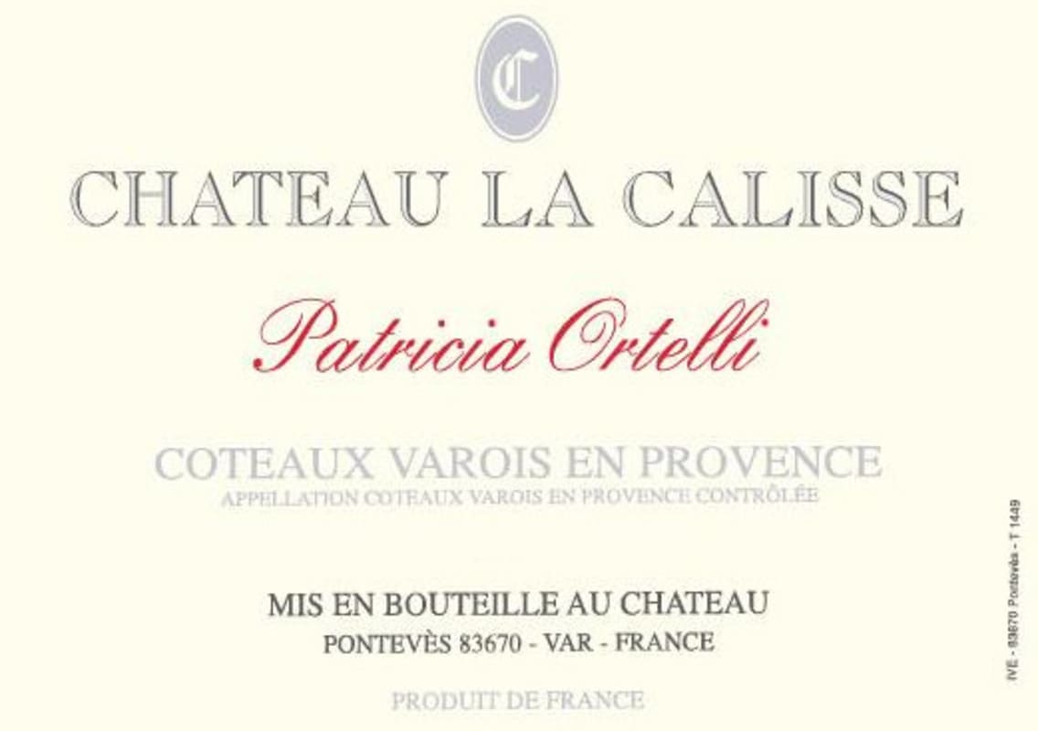 Chateau La Calisse Patricia Ortelli Rouge 2009 Front Label