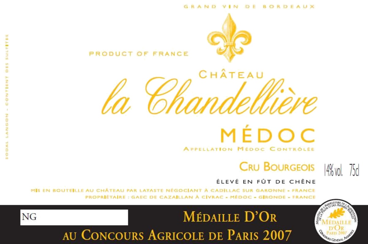 Chateau la Chandelliere Medoc 2008 Front Label