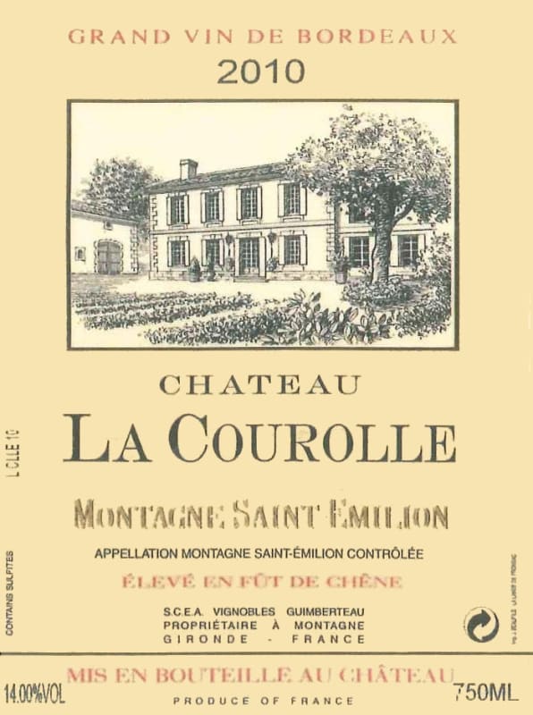 Chateau La Courolle Montagne Saint Emilion 2010 Front Label