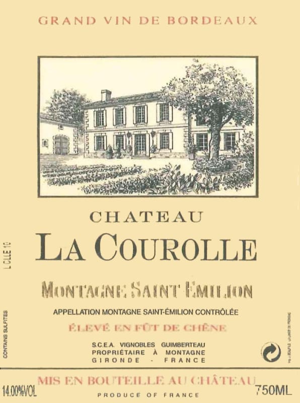 Chateau La Courolle Montagne Saint Emilion 2012 Front Label