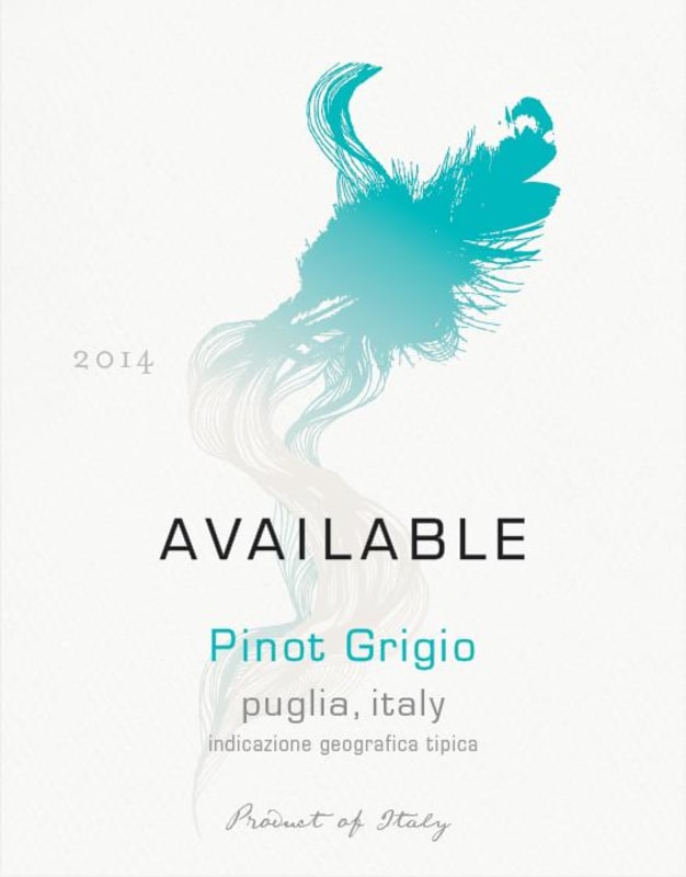 Taken Wine Company Available Pinot Grigio 2014 Front Label