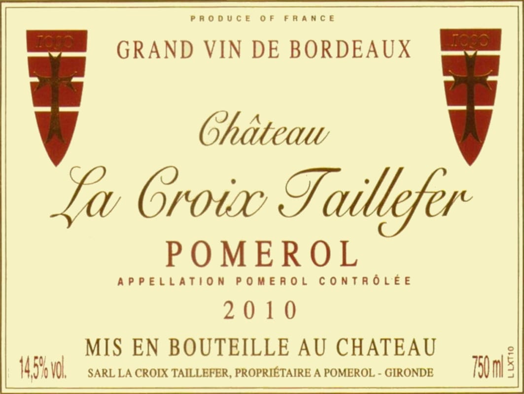 Chateau La Croix Taillefer Pomerol 2010 Front Label
