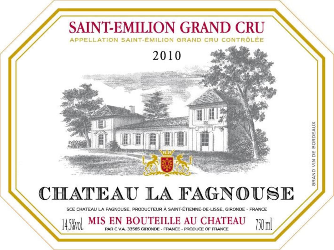 Chateau La Fagnouse Saint-Emilion Grand Cru 2010 Front Label