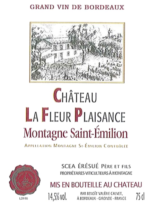Chateau Fleur de Plaisance Montagne Saint-Emilion 2011 Front Label