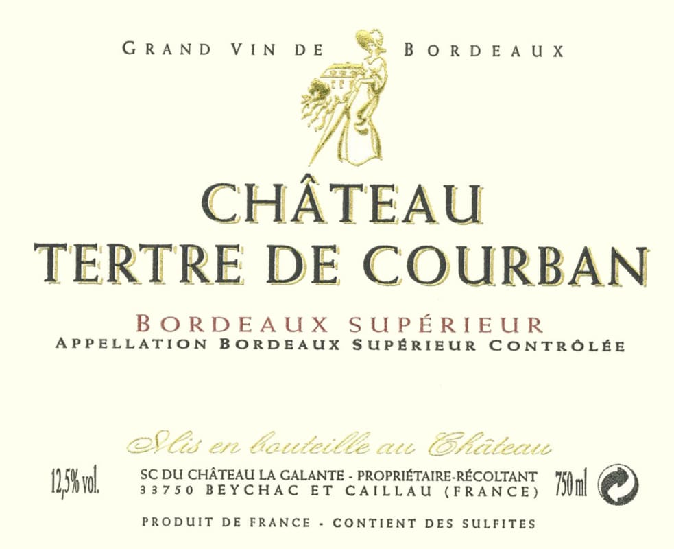 Chateau La Galante Bordeaux Chateau Tertre de Courban Superieur 2012 Front Label