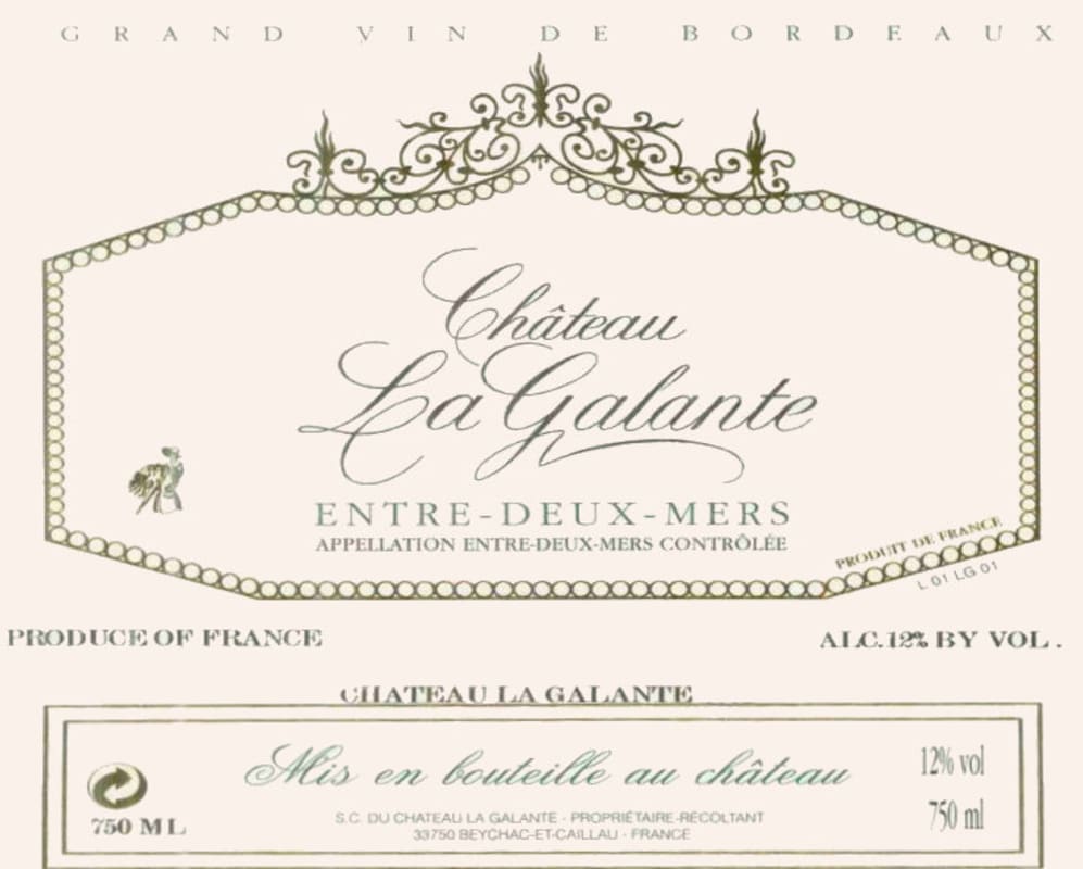 Chateau La Galante Entre-deux-Mers Blanc 2014 Front Label