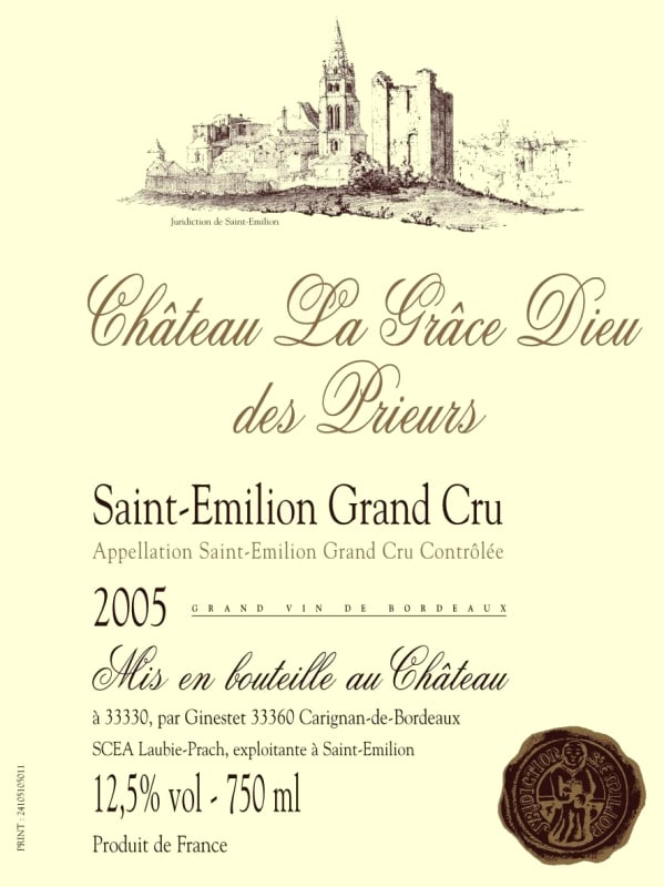 Chateau la Grace Dieu des Prieurs 2005 Front Label