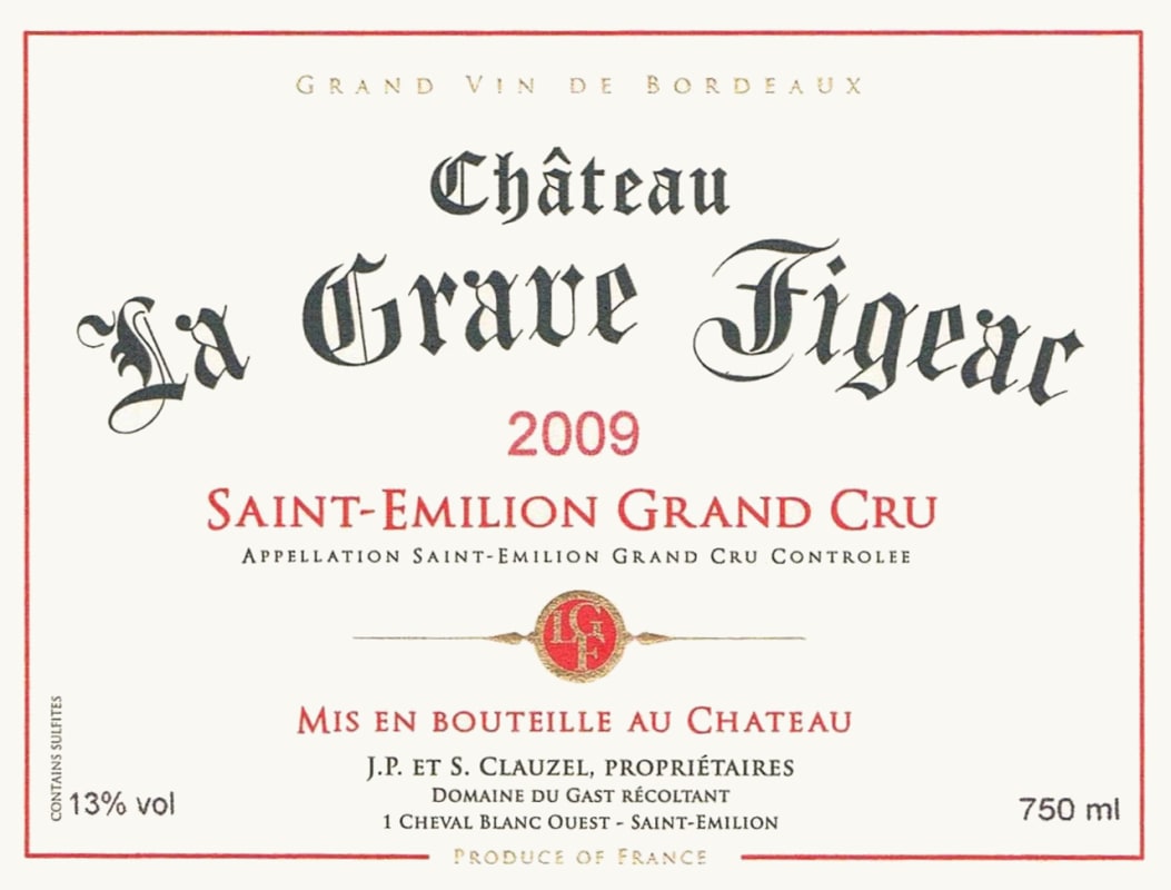 Chateau La Grave Figeac 2009 Front Label