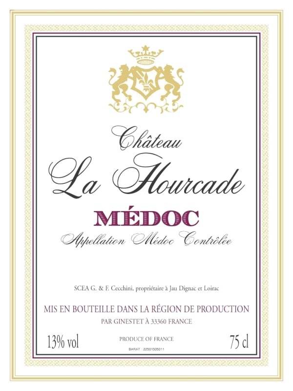 Chateau La Hourcade Medoc 2008 Front Label