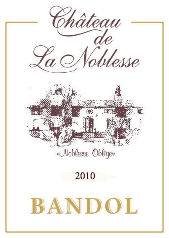 Chateau la Noblesse Bandol Rouge 2010 Front Label