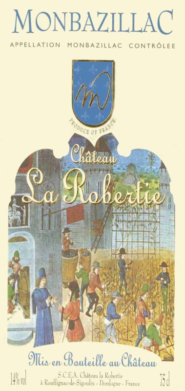Chateau La Robertie Monbazillac 2012 Front Label