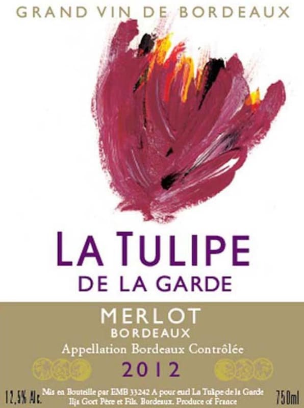Chateau la Tulipe Bordeaux Prestige Merlot 2012 Front Label