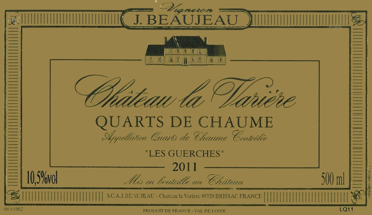 Chateau la Variere Quarts de Chaume Les Guerches 2011 Front Label