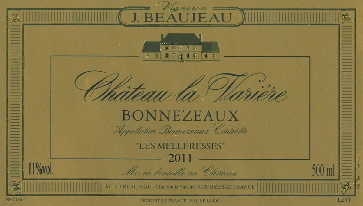 Chateau la Variere Bonnezeaux Les Melleresses 2011 Front Label