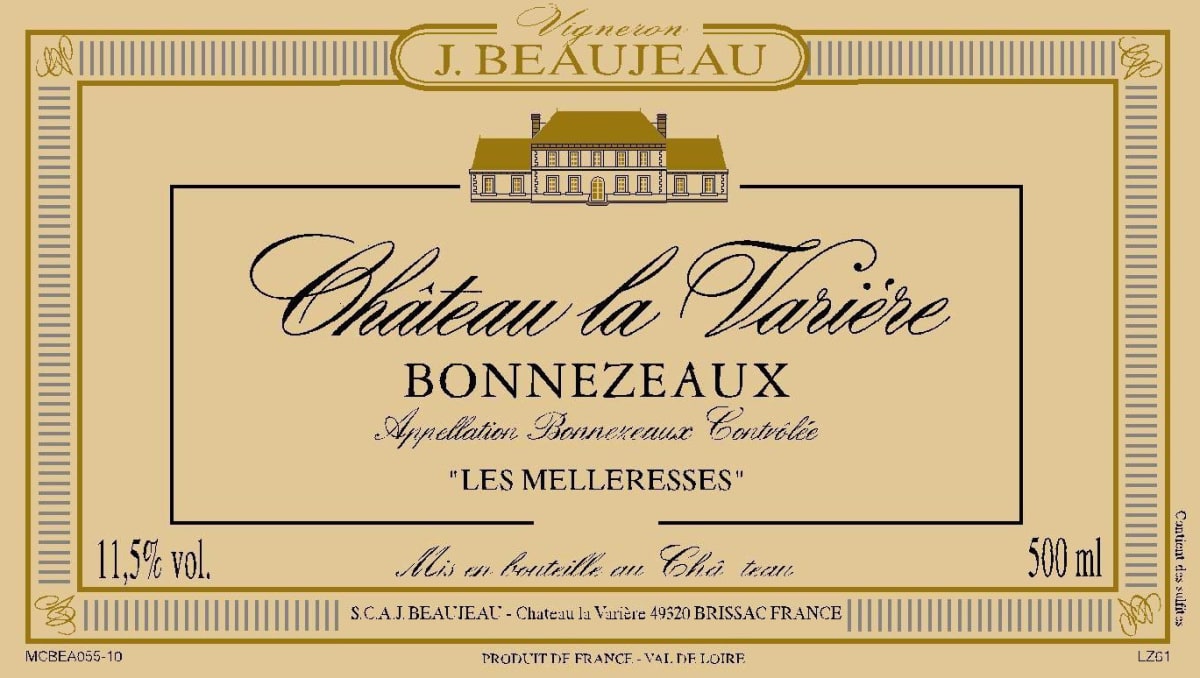 Chateau la Variere Bonnezeaux Les Melleresses 2010 Front Label
