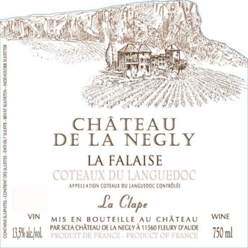 Chateau Lanegly La Clape Chateau de la Negly La Falaise 2014 Front Label