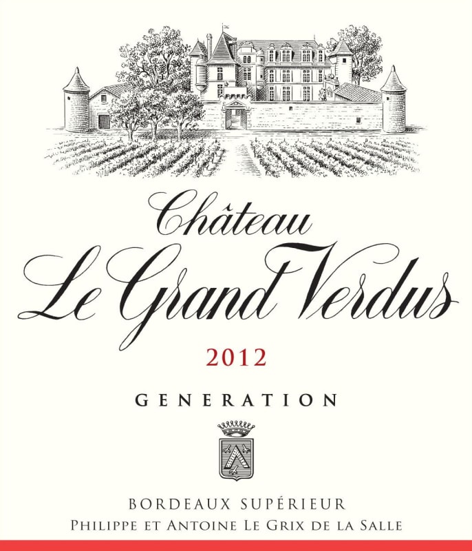 Chateau Le Grand Verdus Bordeaux Generation Superieur 2012 Front Label