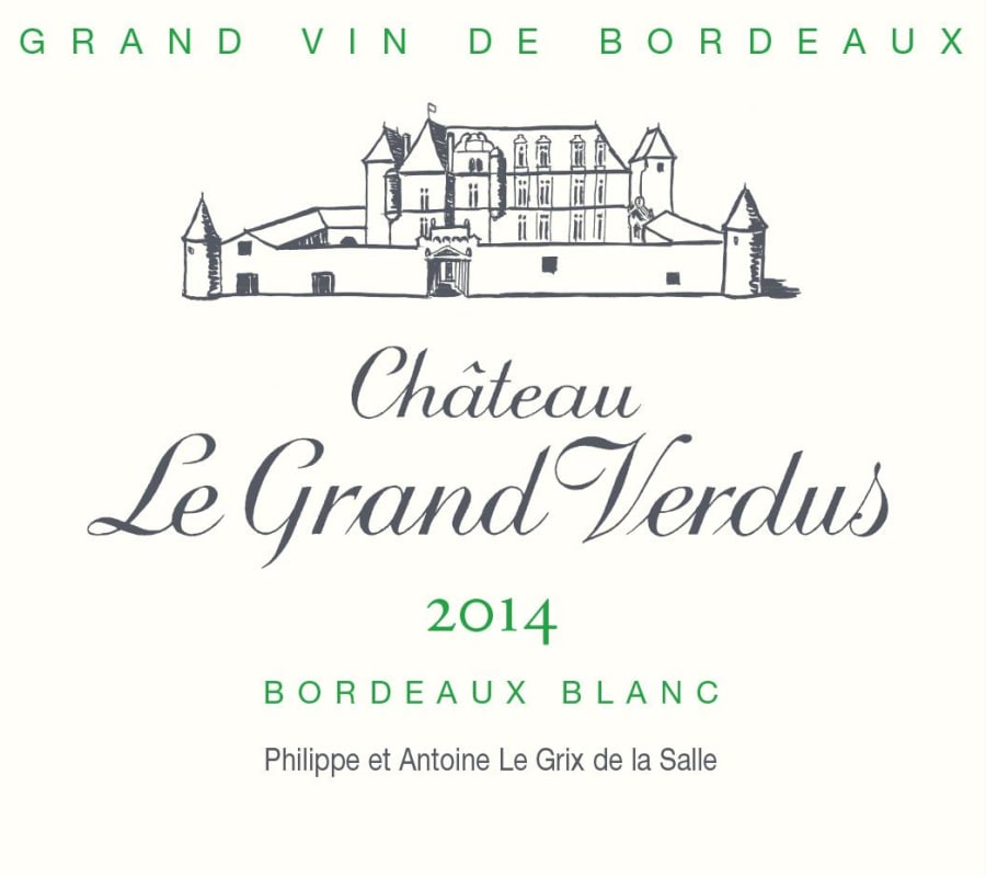 Chateau Le Grand Verdus Bordeaux Blanc 2014 Front Label
