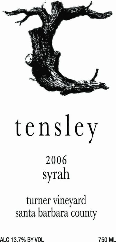 Tensley Turner Vineyard Syrah 2006 Front Label