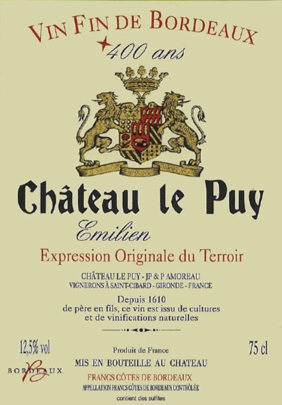 Chateau Le Puy Cotes de Bordeaux Francs Cuvee Emilien 2011 Front Label