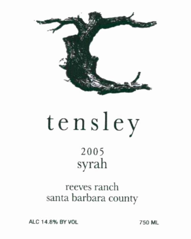 Tensley Reeves Ranch Syrah 2005 Front Label