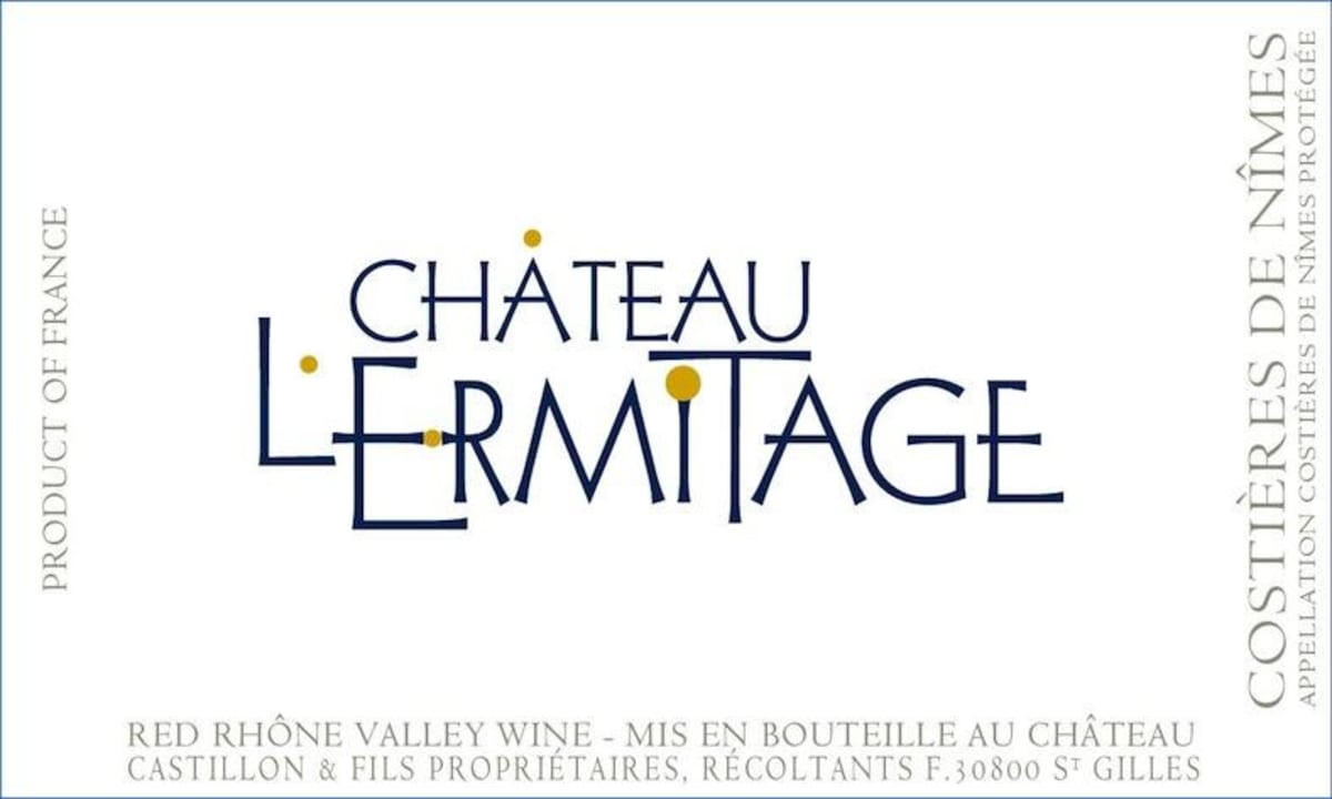 Chateau L'Ermitage Costieres de Nimes Rouge 2014 Front Label