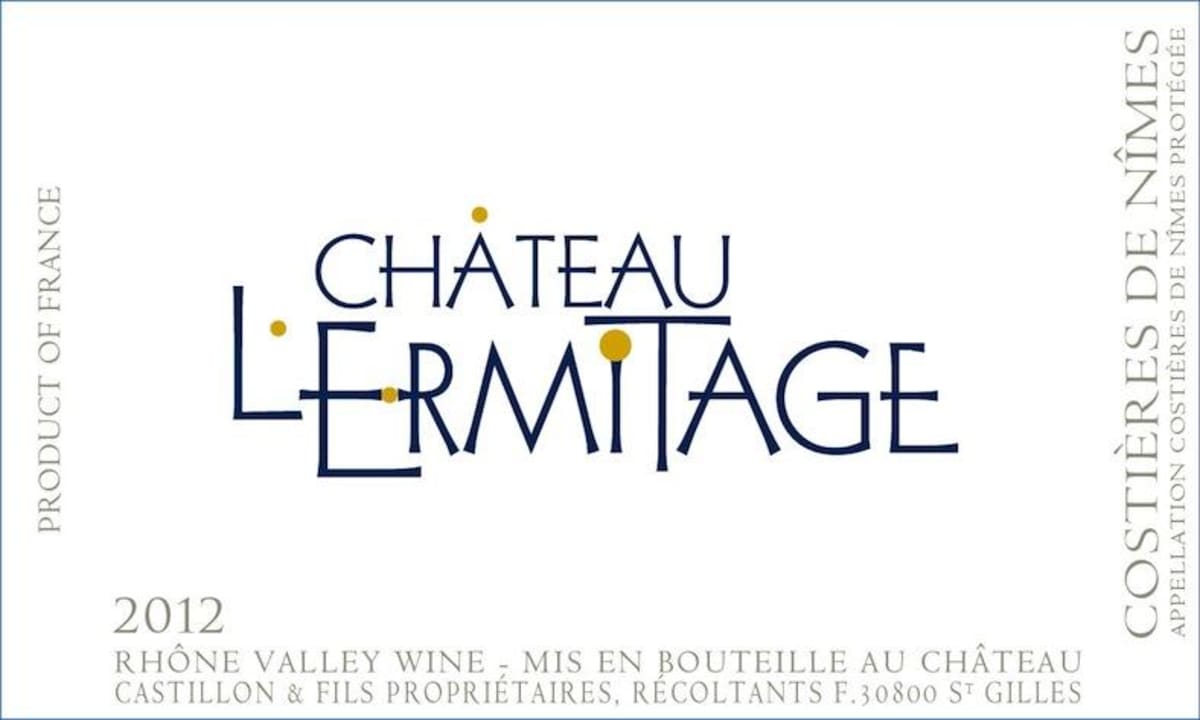 Chateau L'Ermitage Costieres de Nimes Blanc 2012 Front Label