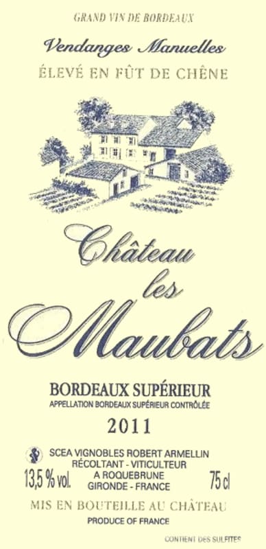 Chateau les Maubats Eleve en Fut de Chene 2011 Front Label