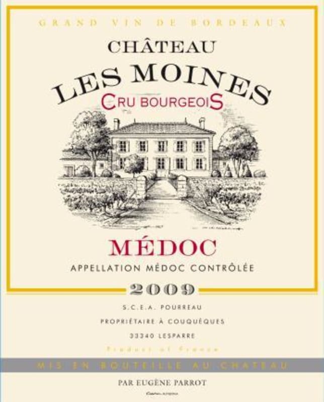 Chateau Les Moines Medoc 2009 Front Label
