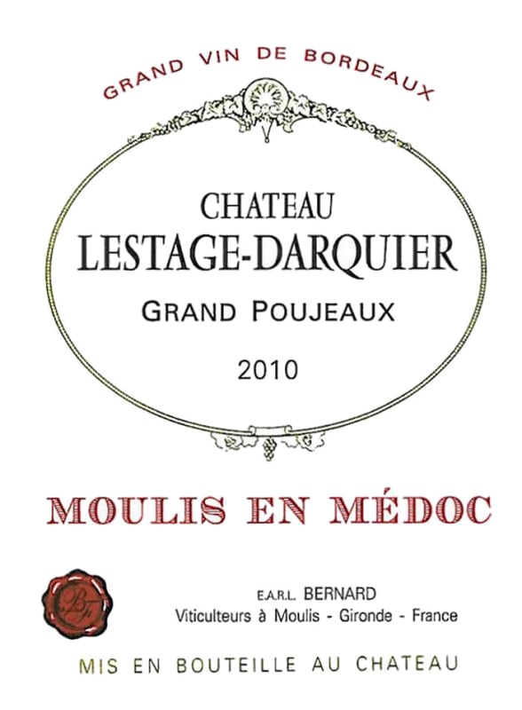 Chateau Lestage-Darquier 2010 Front Label