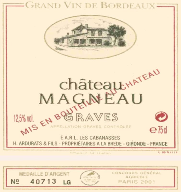 Chateau Magneau Graves Blanc 2012 Front Label