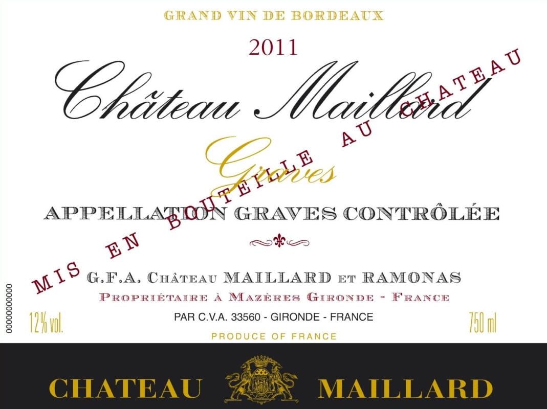 Chateau Maillard Graves 2011 Front Label
